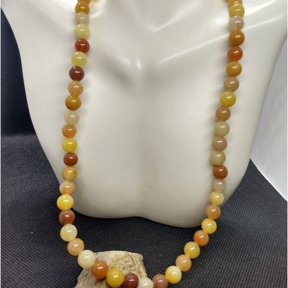 Natural amber and carnelian heavy beaded necklace - Picture 1 of 4